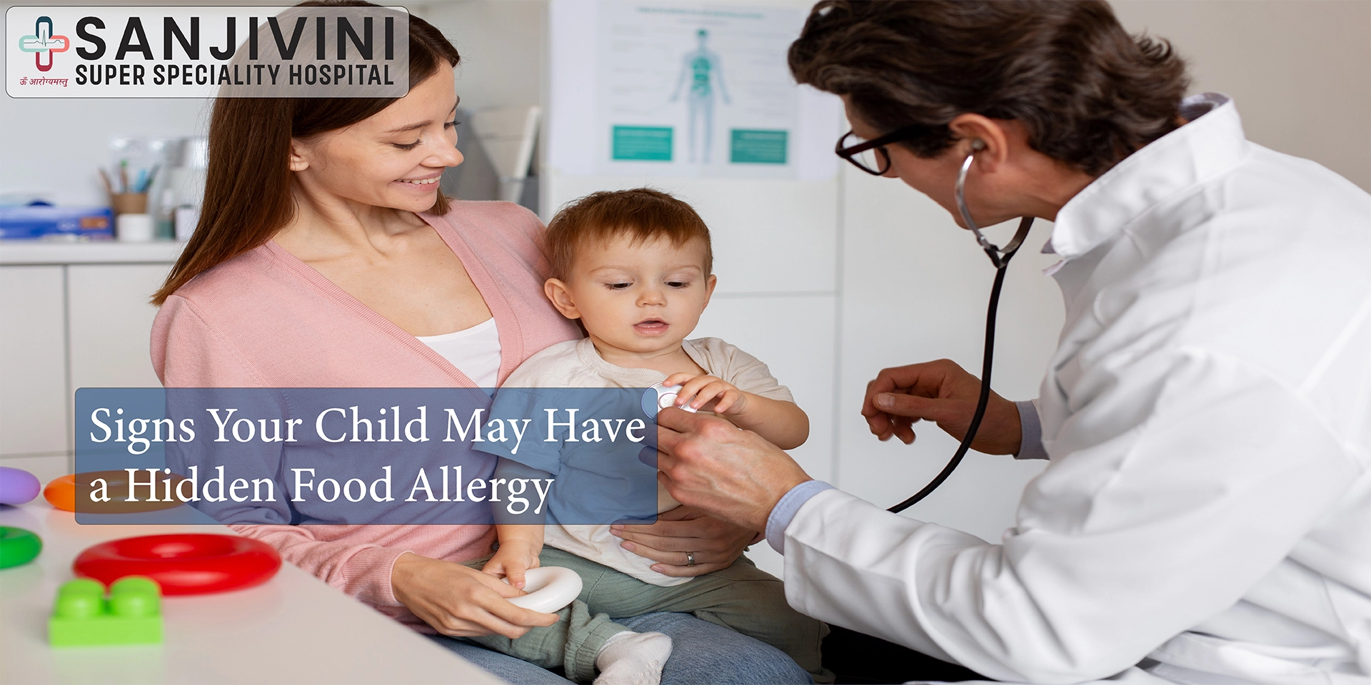 Mother consulting paediatrician about child’s food allergy at Sanjivini Super Speciality Hospital Lucknow