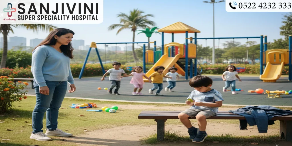 Signs of developmental delay in children such as speech and movement problems